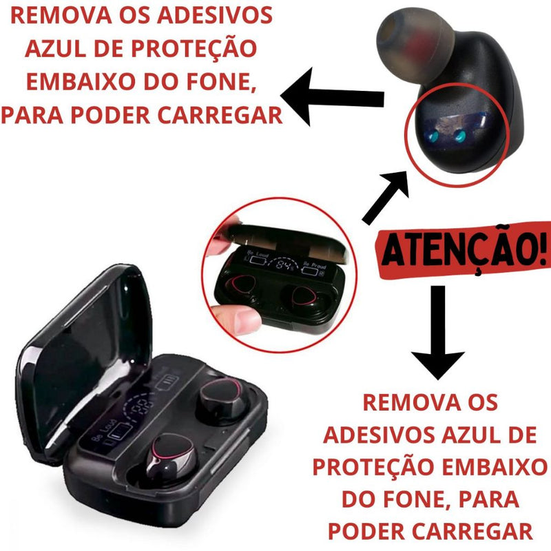 Fone de Ouvido Bluetooth com Microfone TWS PRO